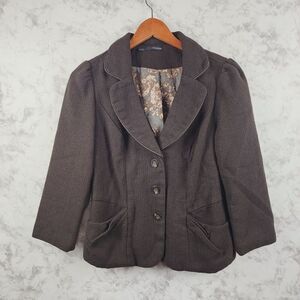 Women's Maurices Brown Blazer jacket Size Medium 3/4 Length Sleeves‎